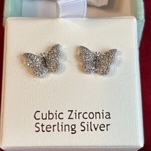 Rachel Ashwell  sterling zirconia Butterfly stud earrings